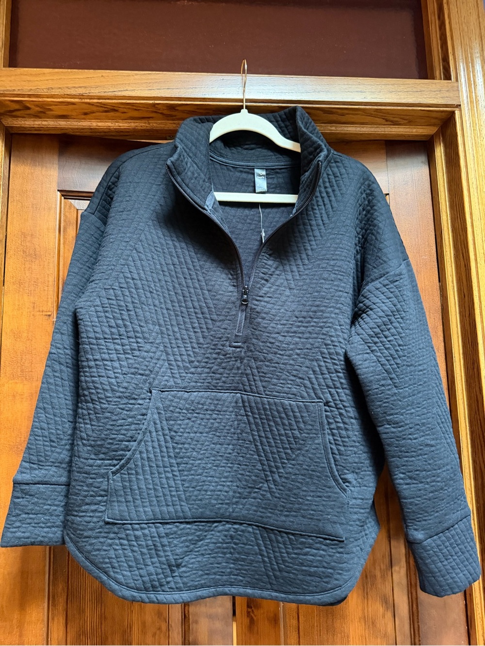 GAP Women’s Quilted Half-Zip Pullover - Black Size Small